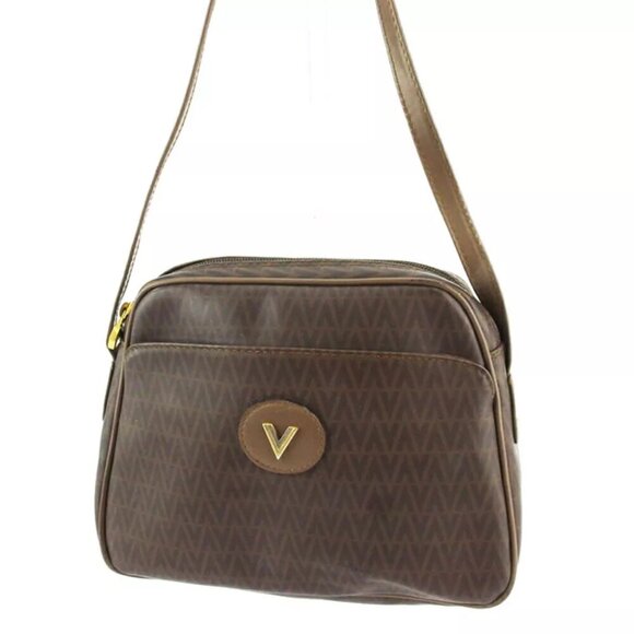 MARIO VALENTINO shoulder bag V mark PVC ?~ leather Authentic used L3275 - Picture 1 of 9